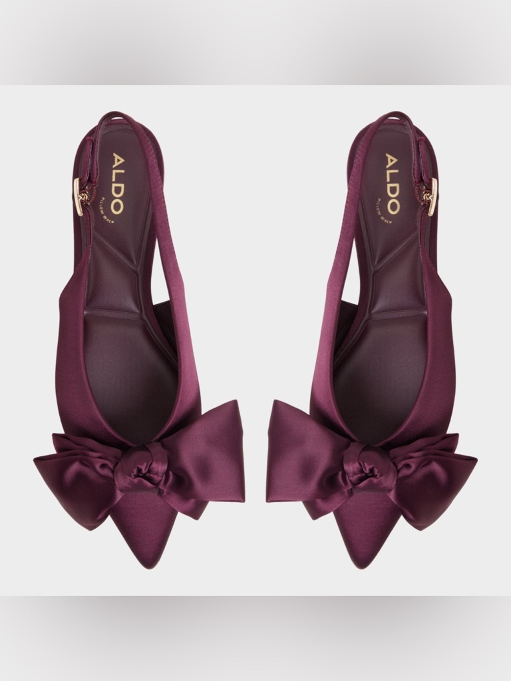 ALDO Bow Pointed-Toe Slingback Ballerina Festive Flats in Plum Women’s 9 - Picture 8 of 11